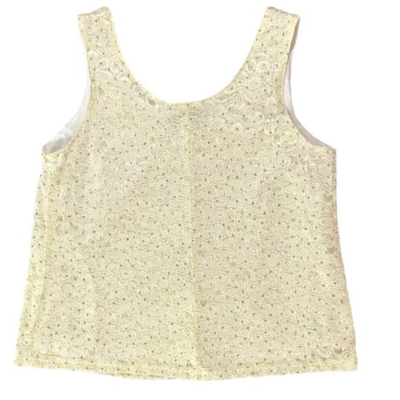 Onyx Nite Womens Lace Lined Sleeveless V Neck Tank Top w/Silver Shimmer Size 1X - Picture 5 of 8